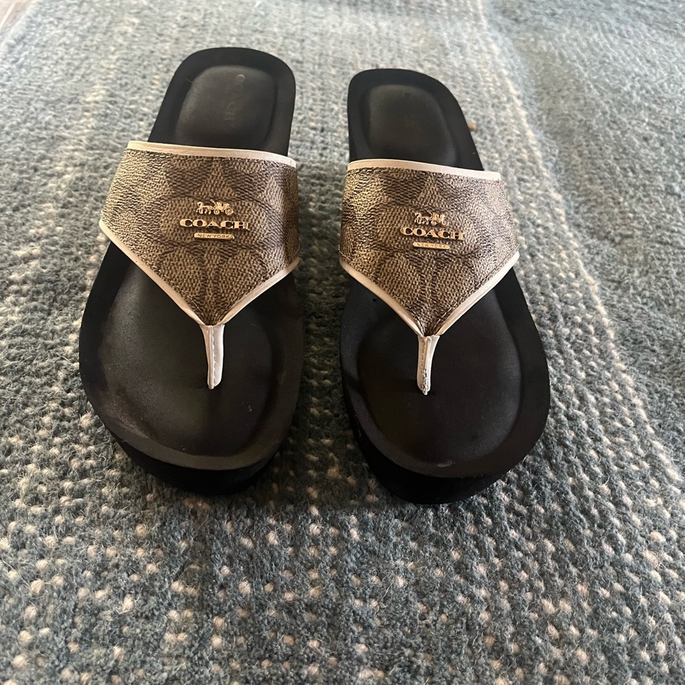 Coach Black and Tan Sandals